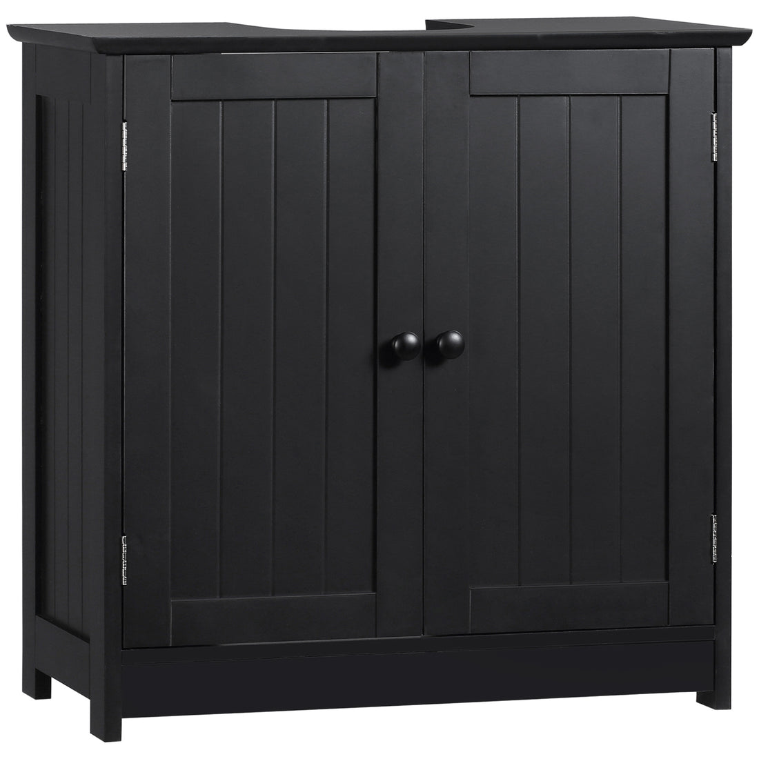 Homcom Under Sink Bathroom Cabinet With 2 Doors And Shelf, Pedestal Sink Bathroom Vanity Cabinet, Black Black Mdf