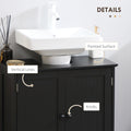 Homcom Under Sink Bathroom Cabinet With 2 Doors And Shelf, Pedestal Sink Bathroom Vanity Cabinet, Black Black Mdf