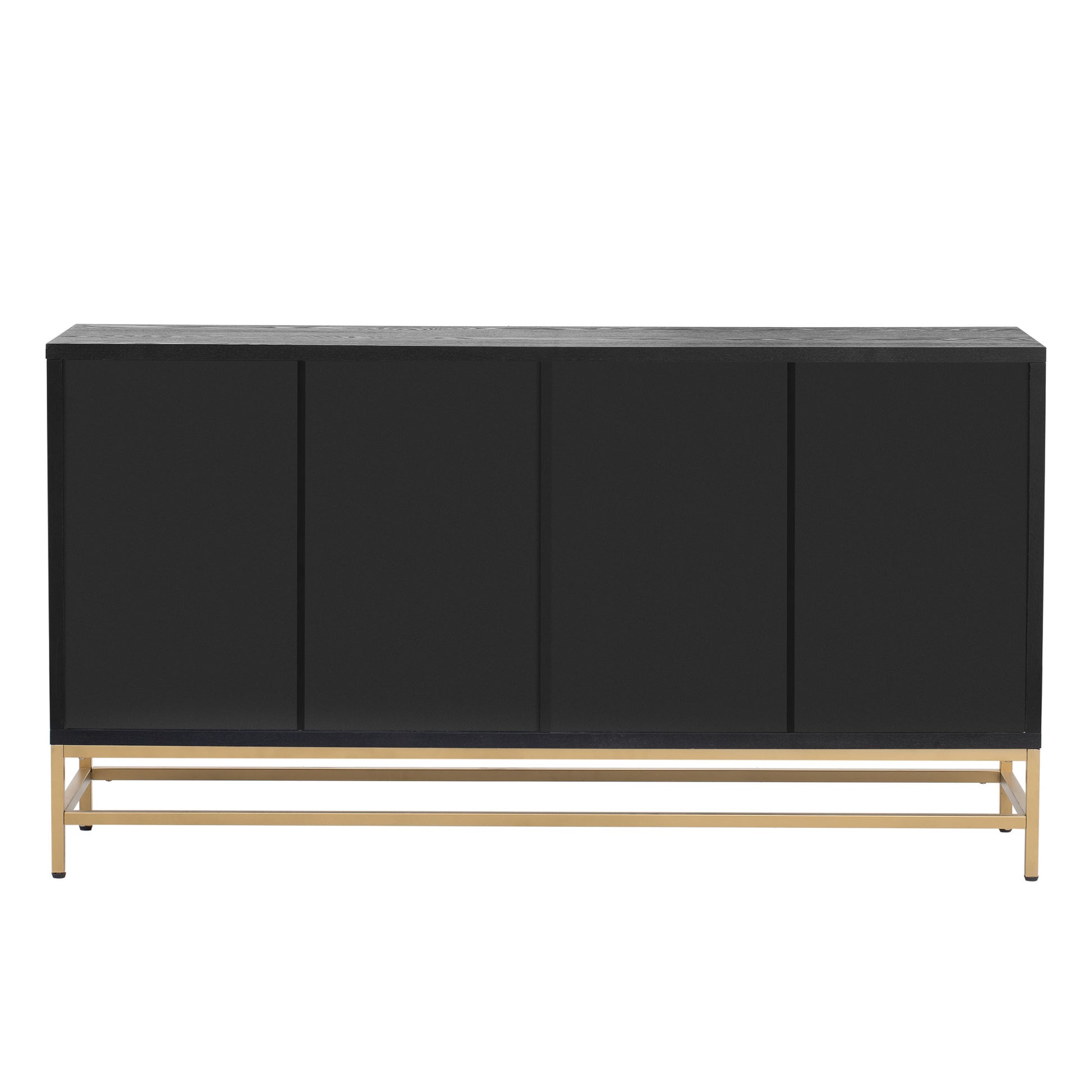 Sideboard Buffet Cabinet With Storage, Sideboard Cabinet With Adjustable Shelves, Rectangular Metal Handles And Legs For Kitchen, Living Room, And Dining Room, Black Black Mdf