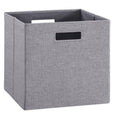 13, 11 Inch Fabric Draped Foldable Storage Bin, Cutout Handles, Set Of 2, Gray Gray Wood Fabric