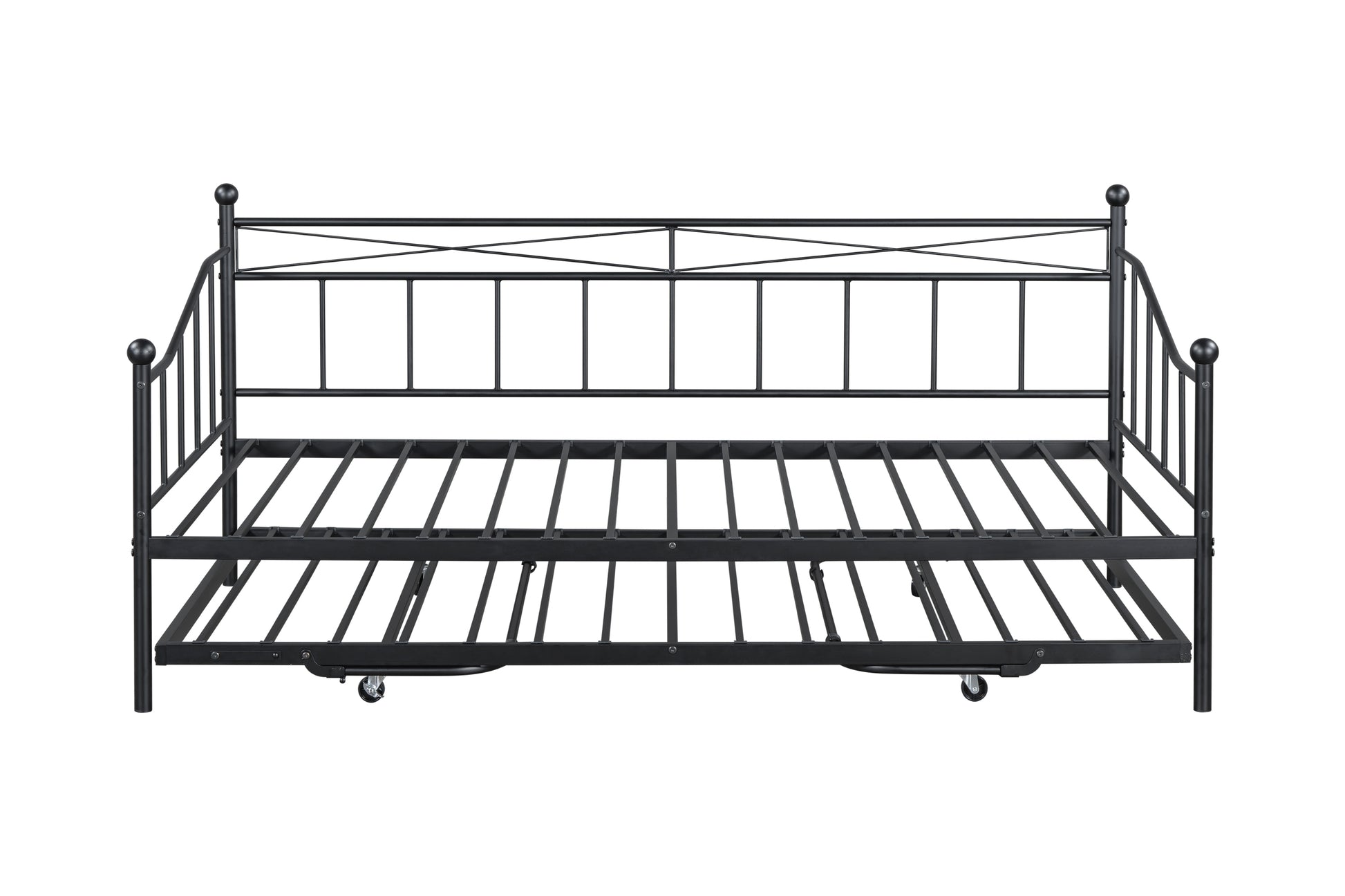 Metal Daybed With Pop Up Trundle Black Steel