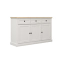 Buffet Cabinet Storage Sideboard Farmhouse Server Bar Wine Cabinet With 3 Drawers & 3 Doors Adjustable Shelves For Dining Living Room Kitchen Cupboard White White Mdf