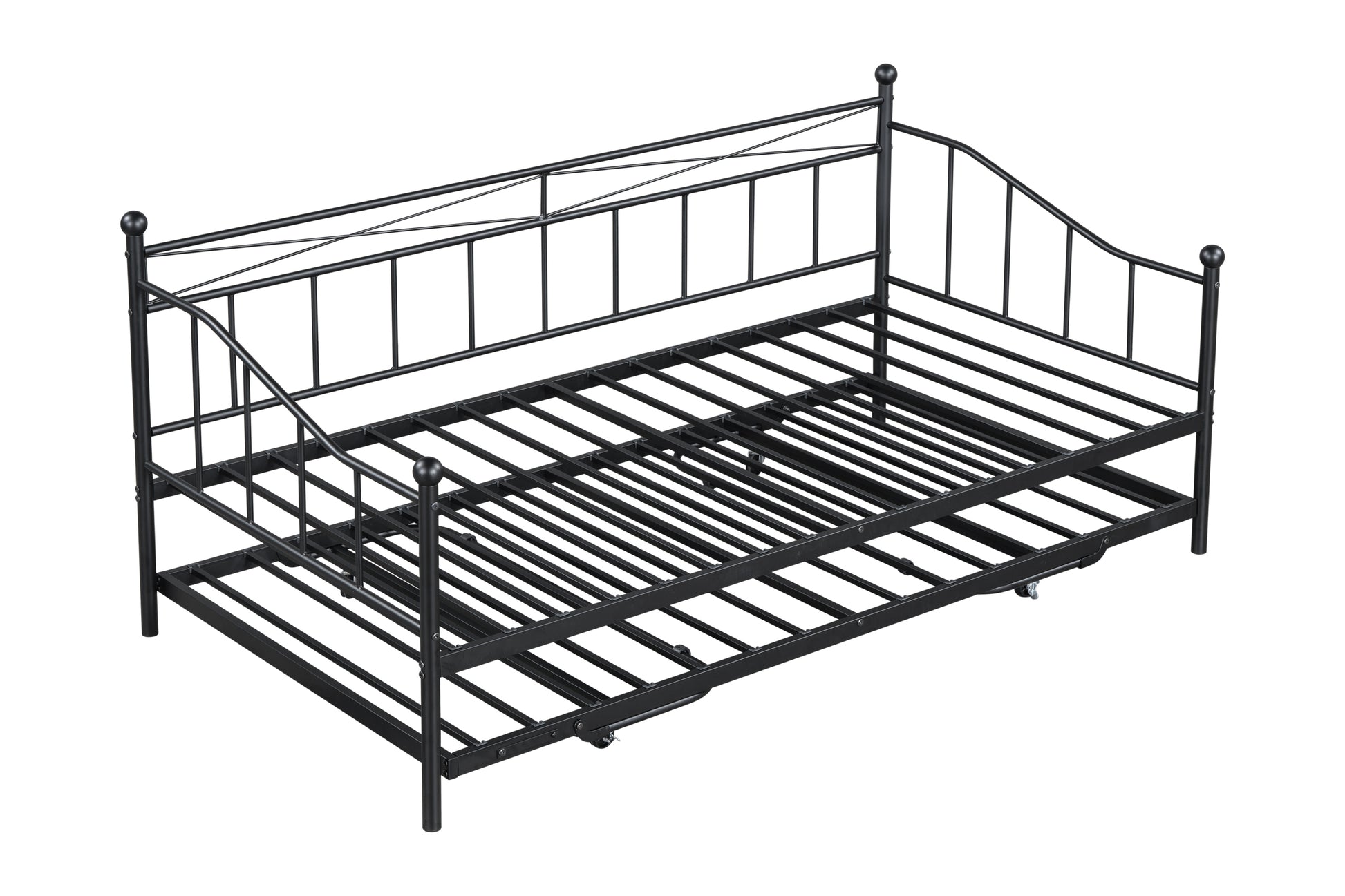 Metal Daybed With Pop Up Trundle Black Steel