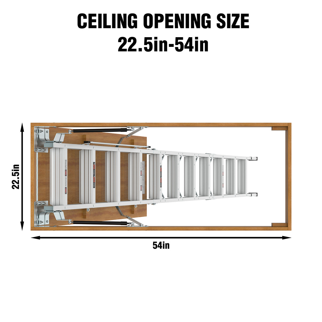 Aluminum Attic Ladder 350 Pound Capacity 22 1 2" X 54" Opening 7 10Ft Ceiling Metallic Grey Aluminium Alloy