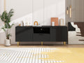 Tv Stand With Solid Ion Feet, Tv Console Table For Living Room, Bedroom Black Particle Board