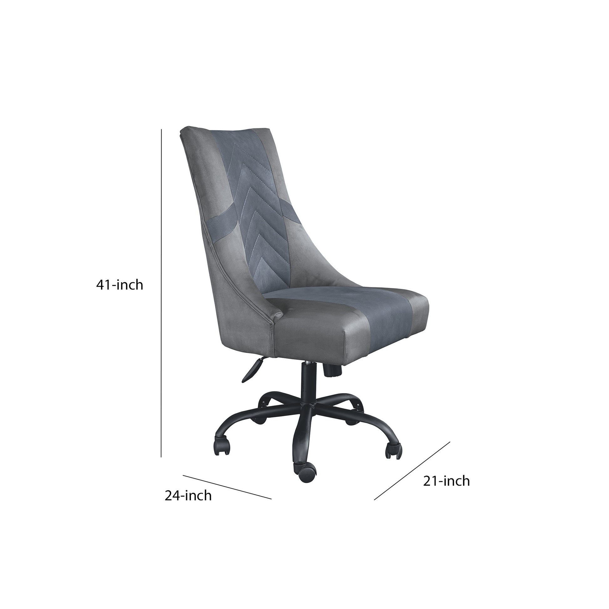 Wooden Frame Swivel Gaming Chair, Gray And Black Black Gray Wood Metal