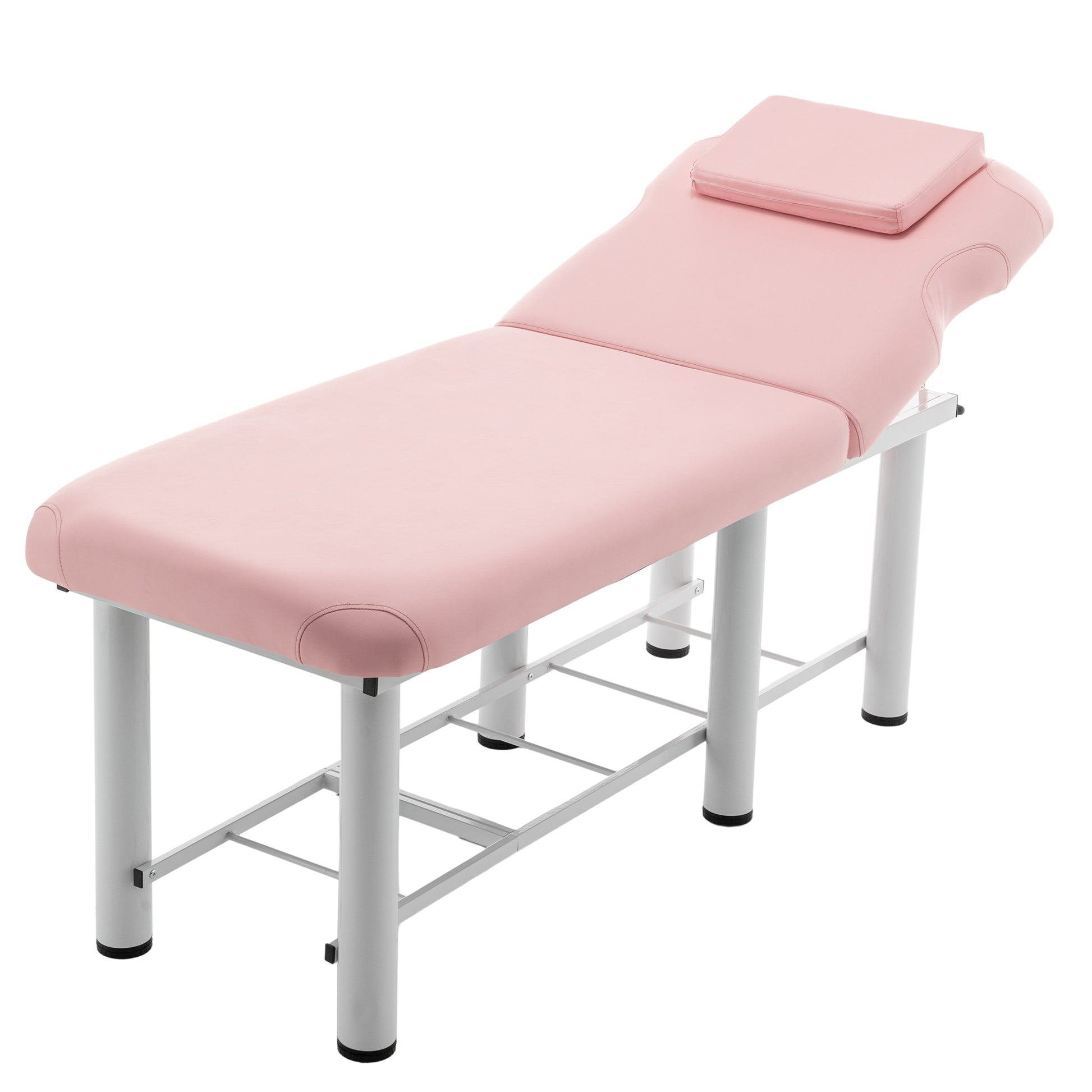 Professioanl Massage Tablebackrest Adjustable, Removable Headrest, Bottom Shelf Storagememory Foam Layer Salon Bed,White Pink Pu