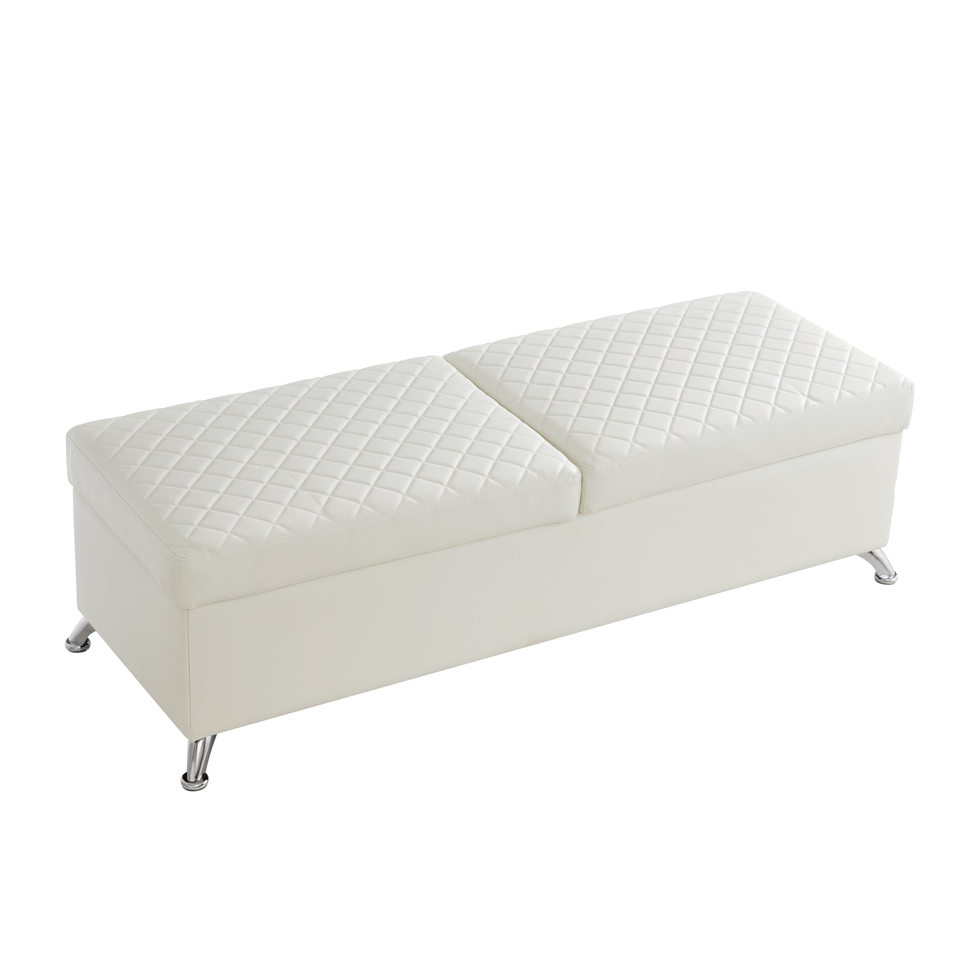 56.7" Bed Bench With Storage White Leather White Pu