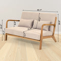 Leisure Chair With Solid Wood Armrest And Feet, Mid Century Modern Accent Sofa,2 Seat Beige Linen