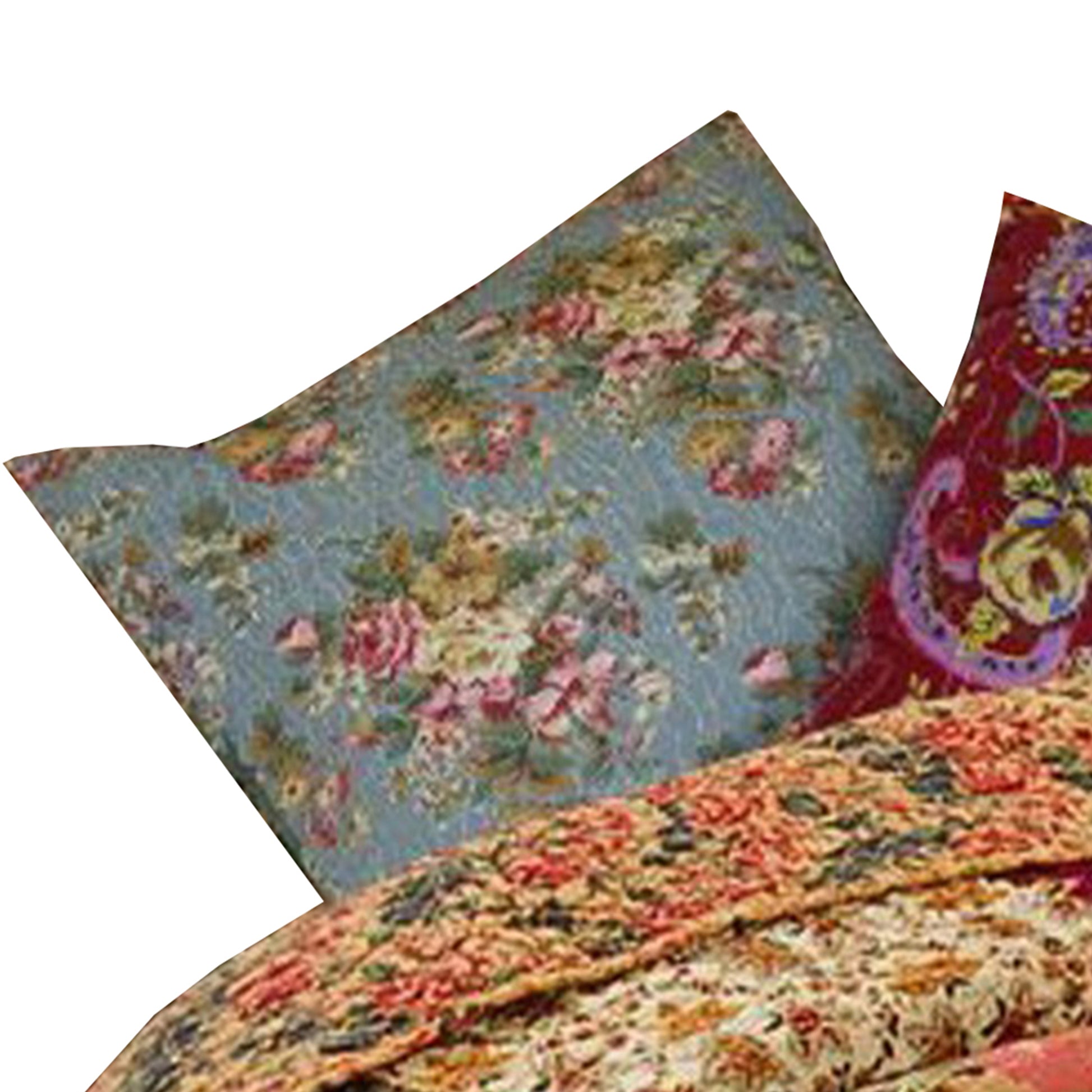 Kamet Fabric Decorative Pillow With Floral Prints, Set Of 2, Multicolor Multicolor Fabric