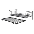 Twin Size Metal Daybed With Curved Handle Design And Twin Size Trundle, Black Black Metal