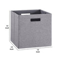 13, 11 Inch Fabric Draped Foldable Storage Bin, Cutout Handles, Set Of 2, Gray Gray Wood Fabric