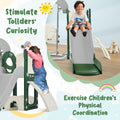 Toddler Slide And Swing Set 5 In 1, Kids Playground Climber Slide Playset With Telescope, Freestanding Combination For Babies Indoor & Outdoor Green Hdpe
