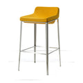 Fabric Upholstered Metal Bar Stool, Yellow And Silver Yellow Fabric Metal