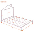 Full Size Metal Platform Bed With House Shaped Headboard Design, Pink Pink Metal