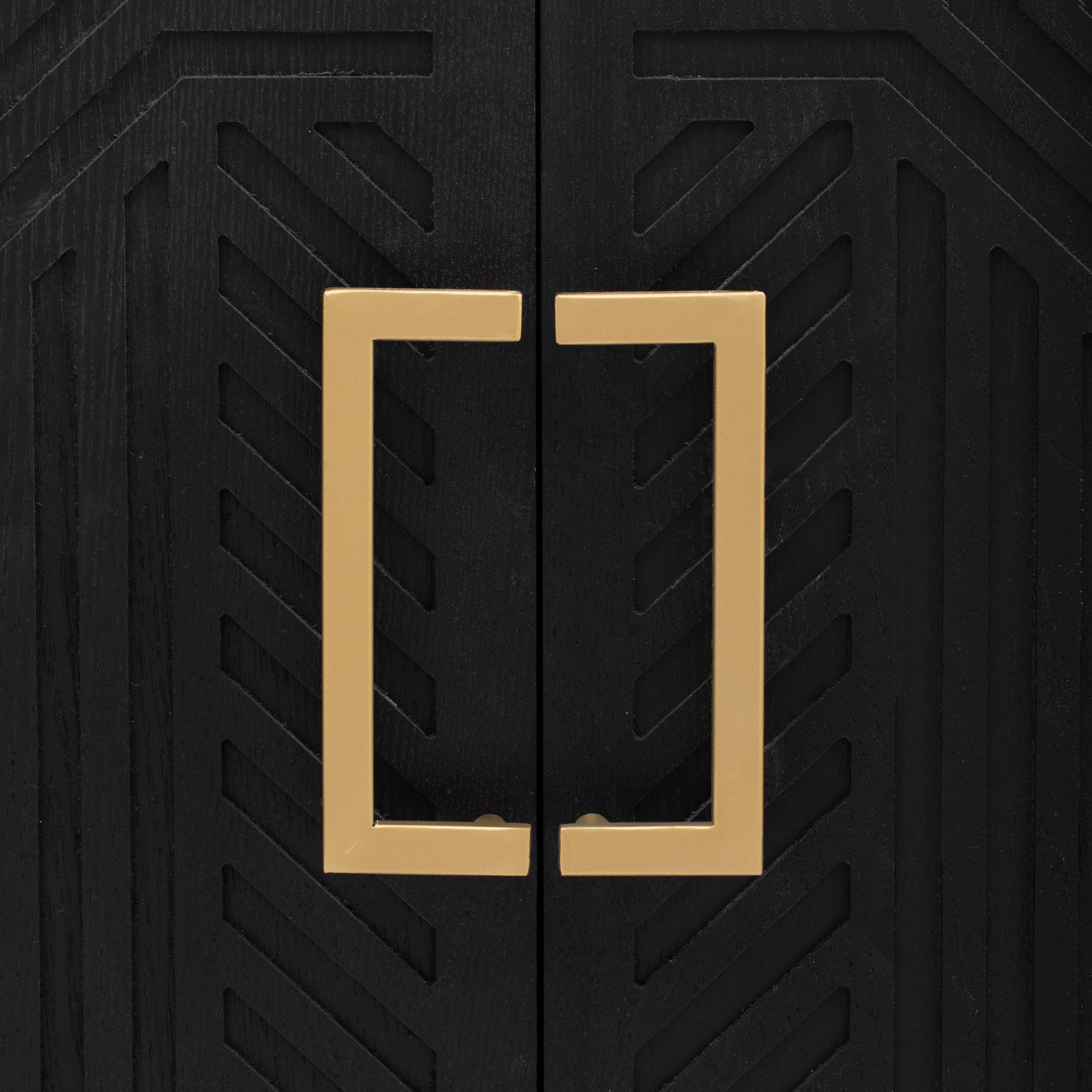 Sideboard Buffet Cabinet With Storage, Sideboard Cabinet With Adjustable Shelves, Rectangular Metal Handles And Legs For Kitchen, Living Room, And Dining Room, Black Black Mdf