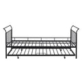 Twin Size Metal Daybed With Curved Handle Design And Twin Size Trundle, Black Black Metal