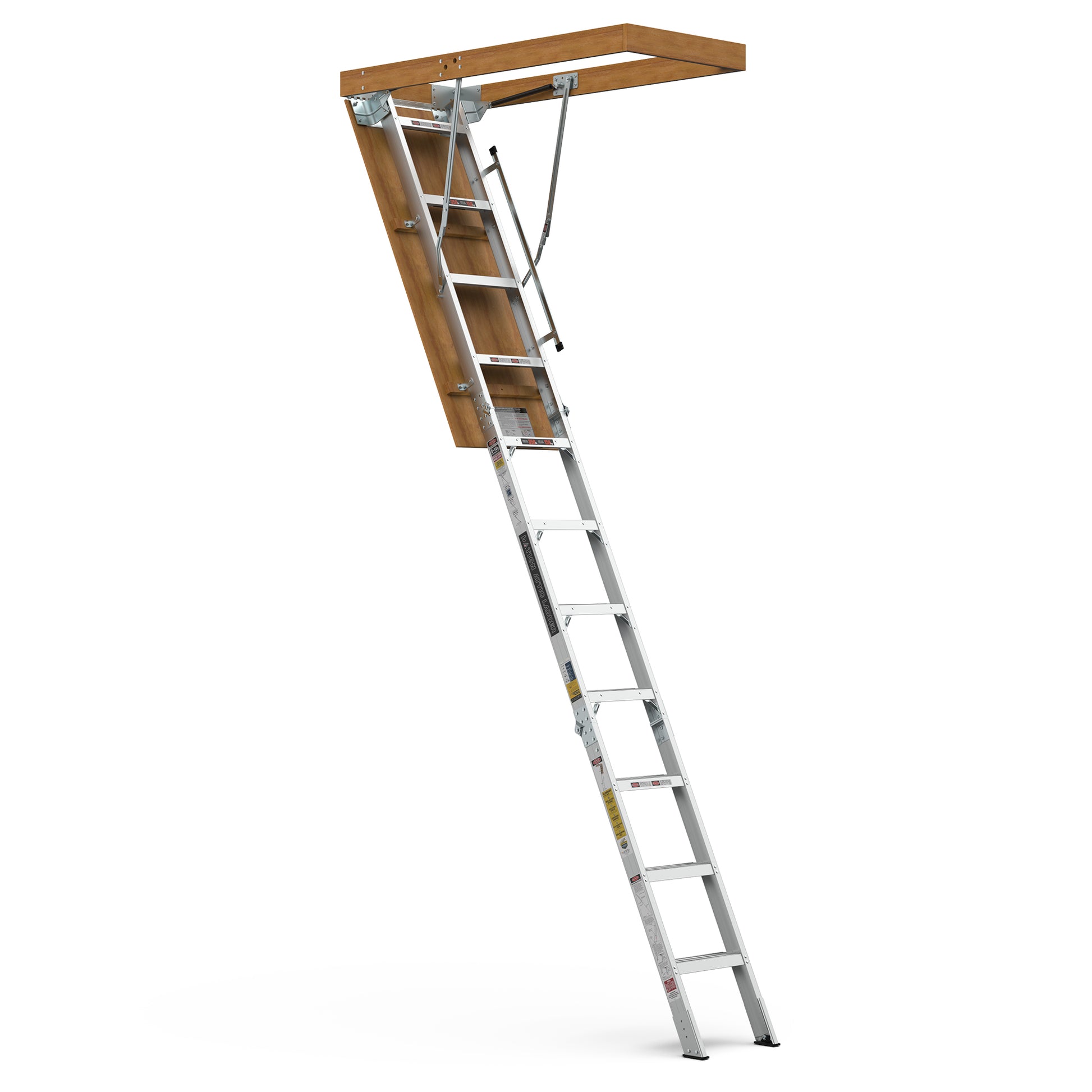 Household Aluminum Attic Ladder 25" X 54" ,375 Lbs Capacity, 7'8" 10'3" Ceiling Height Grey Aluminium Alloy