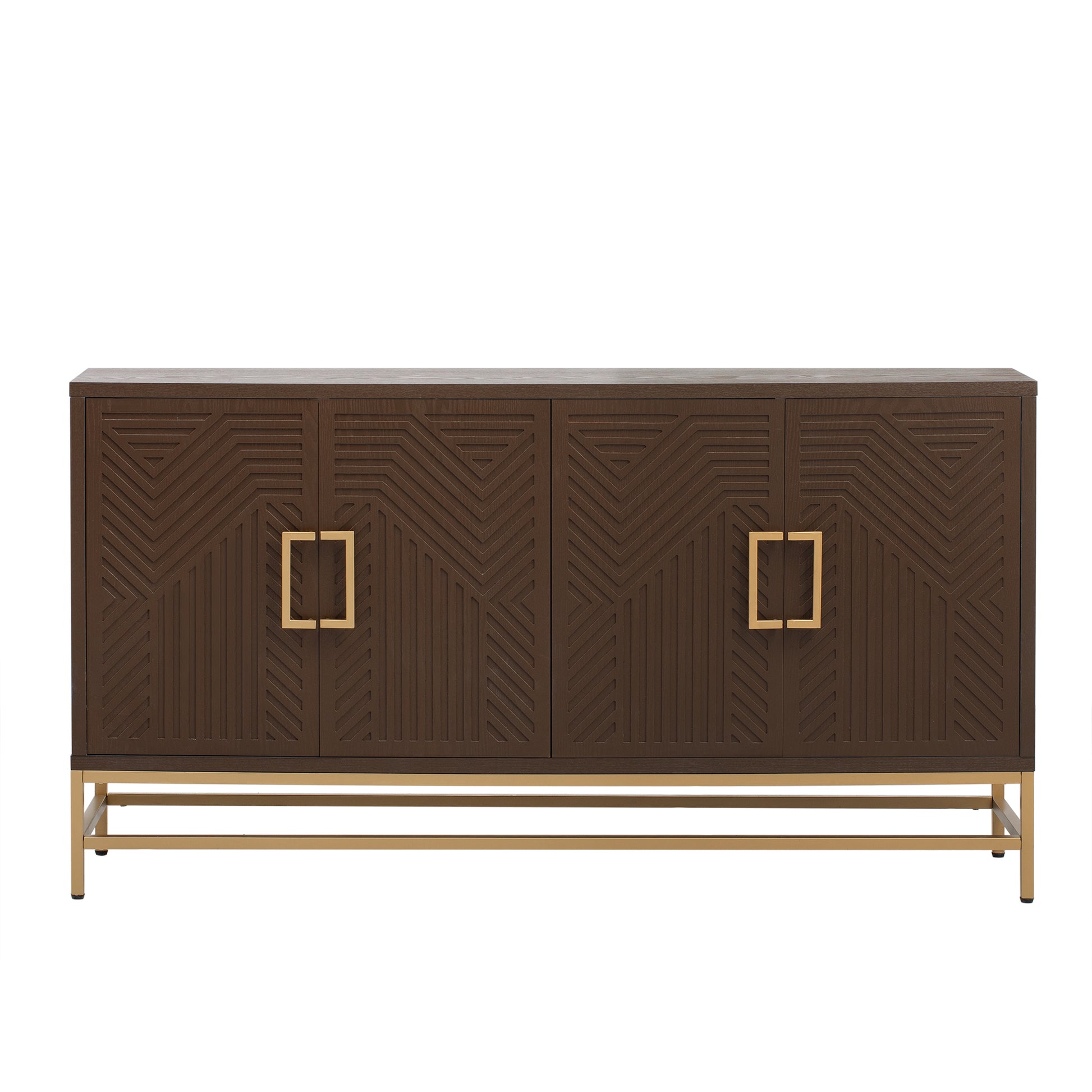 Retro Style Sideboard With Adjustable Shelves, Rectangular Metal Handles And Legs For Kitchen, Living Room, And Dining Room Espresso Espresso Mdf