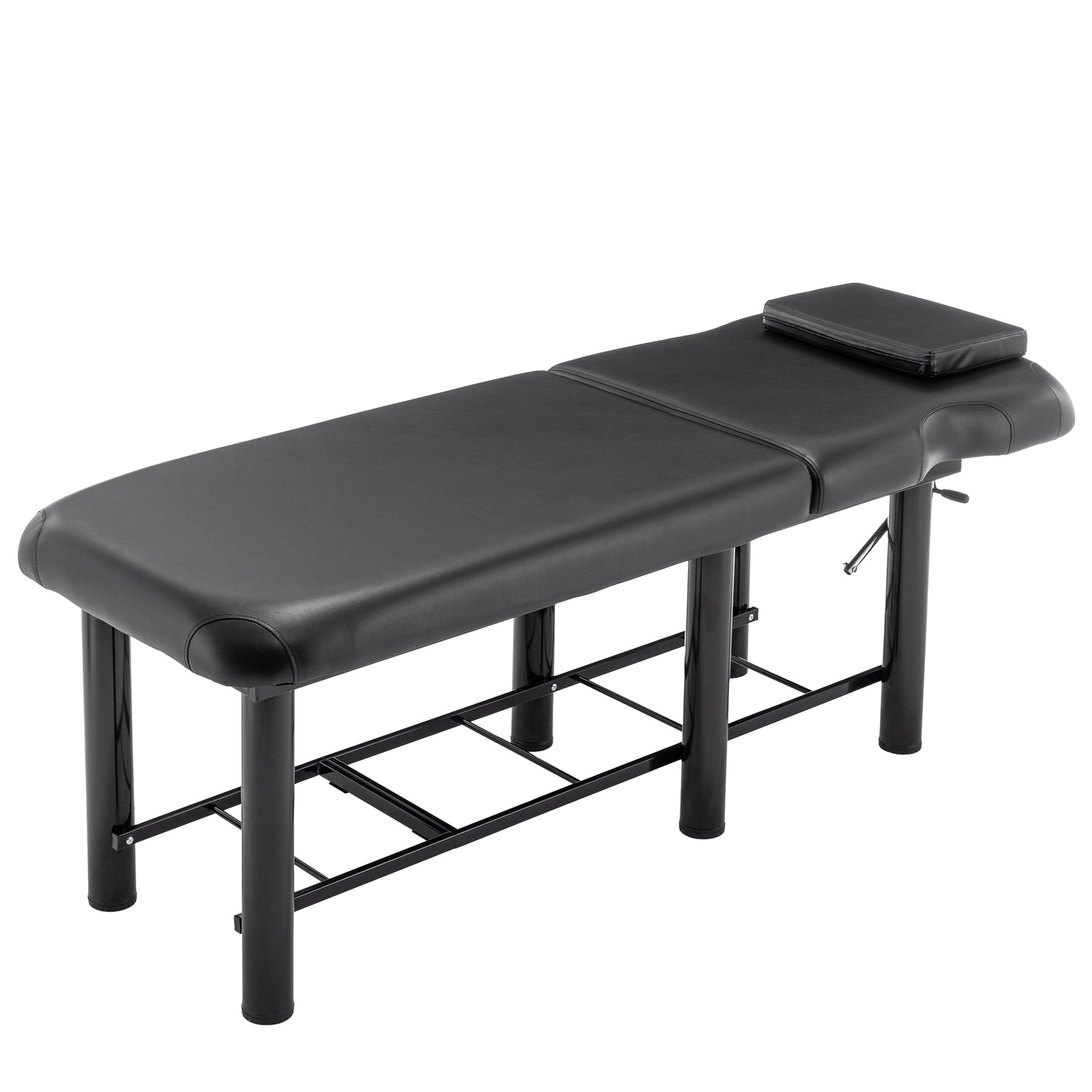 Professioanl Massage Tablebackrest Adjustable, Removable Headrest, Bottom Shelf Storagememory Foam Layer Salon Bed,Black Black Metal