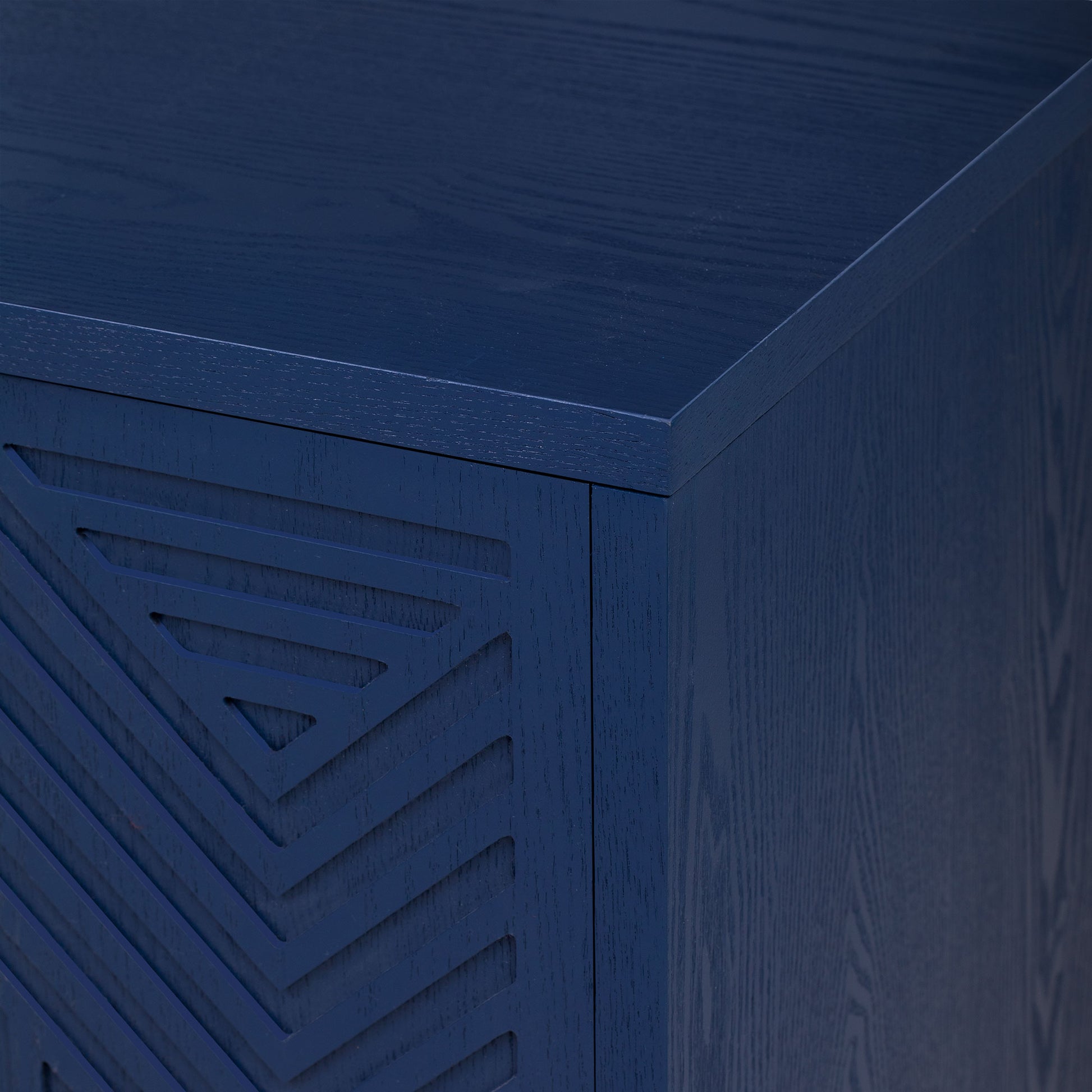 Retro Style Sideboard With Adjustable Shelves, Rectangular Metal Handles And Legs For Kitchen, Living Room, And Dining Room Navy Navy Mdf