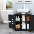 Homcom Under Sink Bathroom Cabinet With 2 Doors And Shelf, Pedestal Sink Bathroom Vanity Cabinet, Black Black Mdf