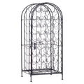 Homcom 35 Bottle Wrought Iron Wine Rack Cabinet With Lock Black Black Iron