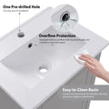 Viedo 20 Inch Modern Small Bathroom Vanity Cabinet With Ceramic Basin 20*15.5*33.3 Inches,Ample Storage,1 Soft Close Door Gray Solid Wood Mdf