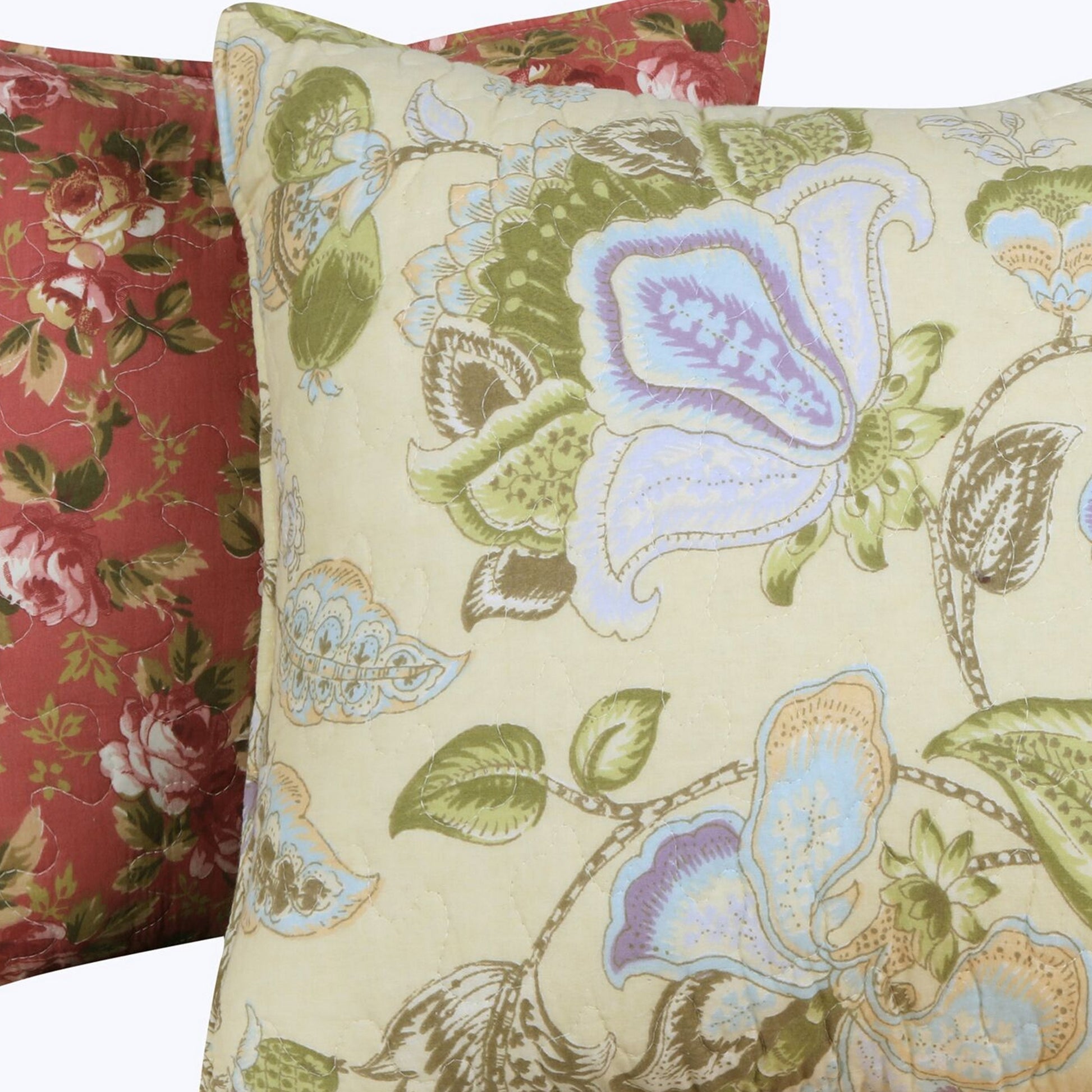 Eiger Fabric Decorative Pillow With Floral Prints, Set Of 2, Multicolor Multicolor Fabric