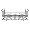 Full Size Metal Daybed With Curved Handle Design And Twin Size Trundle, Black Black Metal