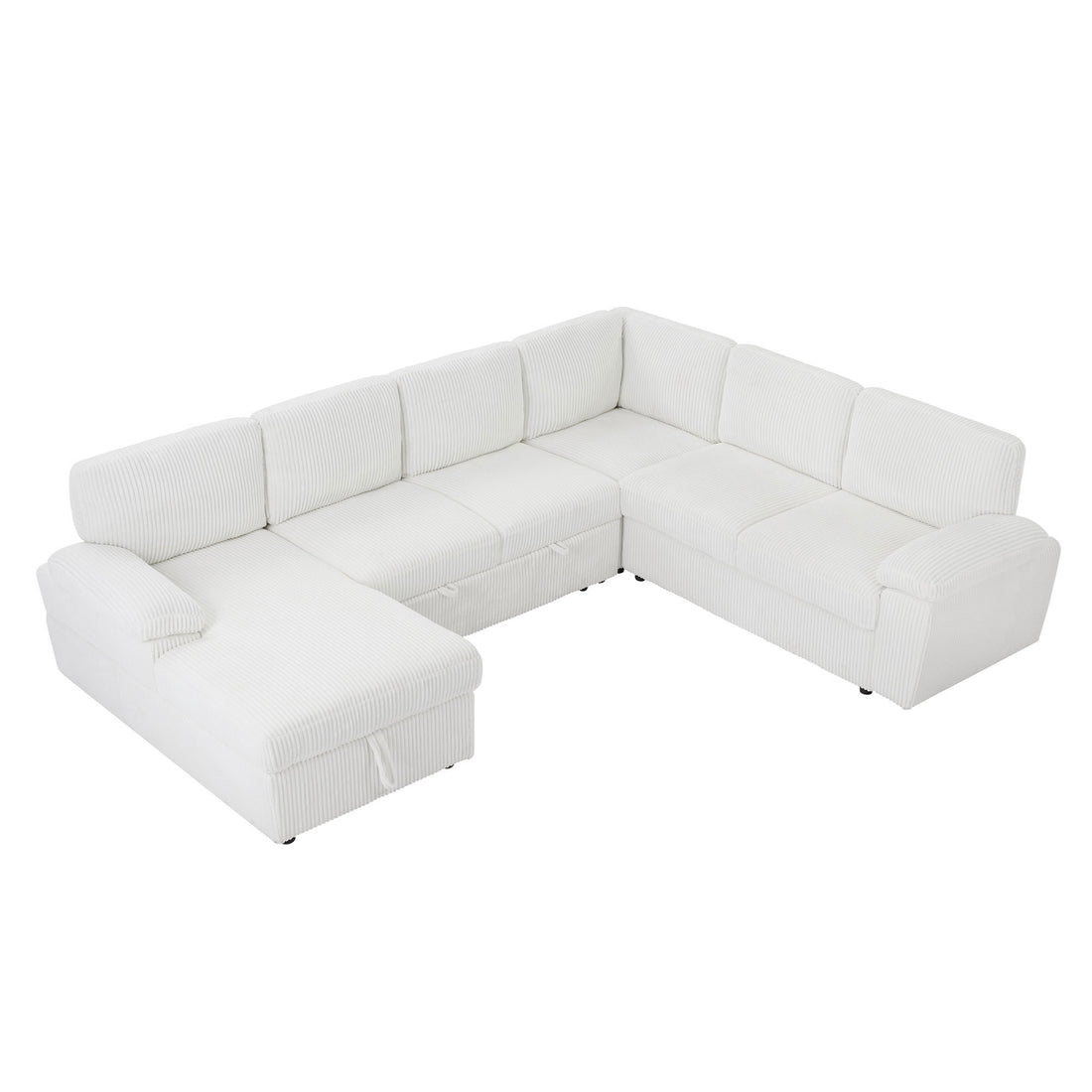 Oversized Modular Storage Sectional Sofa Couch For Home Apartment Office Living Room,Free Combination L U Shaped Corduroy Upholstered Deep Seat Furniture Convertible Sleeper Sofabed Left White Corduroy