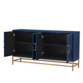 Retro Style Sideboard With Adjustable Shelves, Rectangular Metal Handles And Legs For Kitchen, Living Room, And Dining Room Navy Navy Mdf