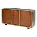 55 Inch Industrial Style Sideboard Console With 2 Cabinets, Iron Handles, Matte Gray Mango Wood Gray Metal & Wood