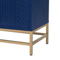 Retro Style Sideboard With Adjustable Shelves, Rectangular Metal Handles And Legs For Kitchen, Living Room, And Dining Room Navy Navy Mdf