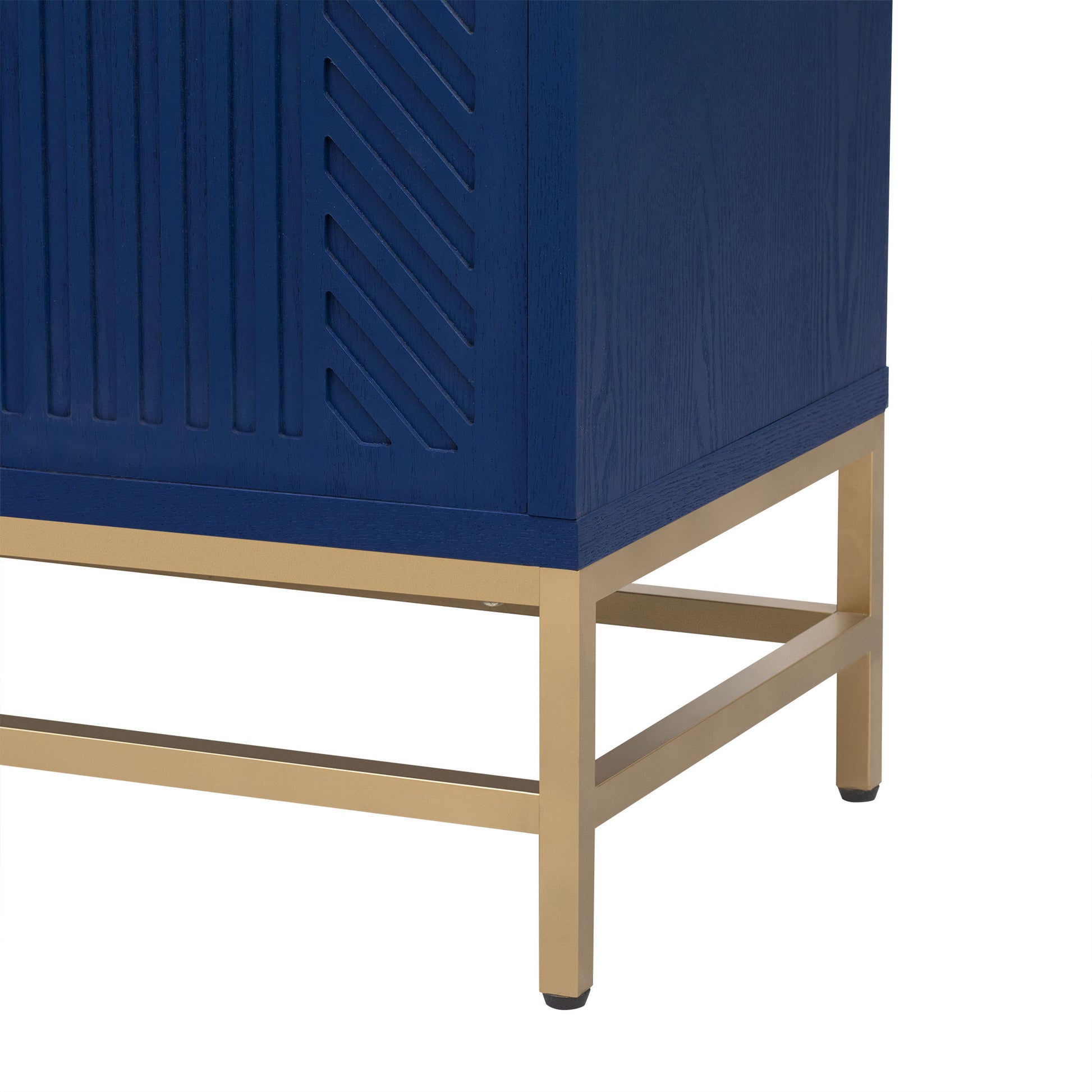 Retro Style Sideboard With Adjustable Shelves, Rectangular Metal Handles And Legs For Kitchen, Living Room, And Dining Room Navy Navy Mdf