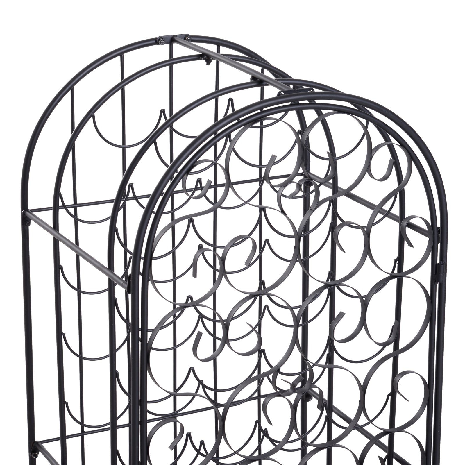 Homcom 35 Bottle Wrought Iron Wine Rack Cabinet With Lock Black Black Iron