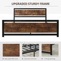 Homcom Queen Bed Frame With Headboard & Footboard, Strong Metal Slat Support Bed Frame W Underbed Storage Space, No Box Spring Needed, 63''X82''X40.5'' Brown Mdf