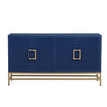 Retro Style Sideboard With Adjustable Shelves, Rectangular Metal Handles And Legs For Kitchen, Living Room, And Dining Room Navy Navy Mdf