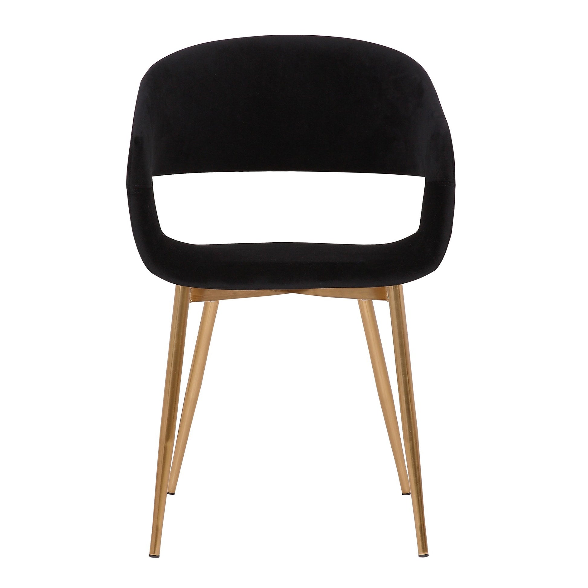 Upholstered Open Back Dining Accent Chair With Metal Angled Legs, Black Black Mdf Steel