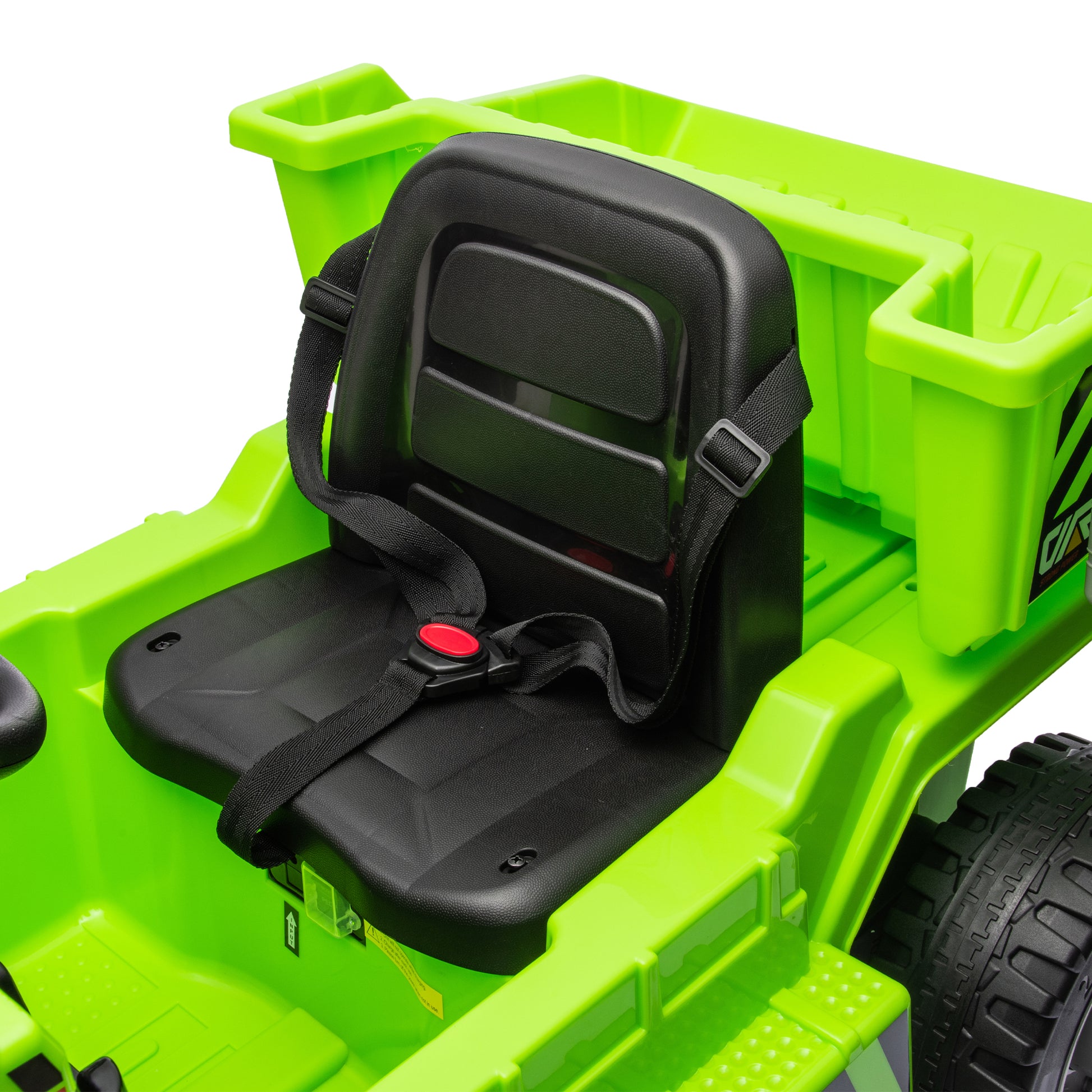 Ride On Dump Truck, 12V Ride On Car With Parents Control, Electric Dump Bed And Extra Shovel,Phone Stand,Three Point Seat Belt,Easy Installation,Age 3 ,Mp3,Music,Bluetooth,Usb,Story Green Polypropylene