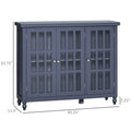 Homcom Sideboard Buffet Cabinet, Credenza, Coffee Bar Cabinet With Storage, Glass Doors And Adjustable Shelves, Gray Gray Mdf