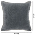 Square Fabric Throw Pillow With Solid Color And Piped Edges, Gray Gray Faux Leather