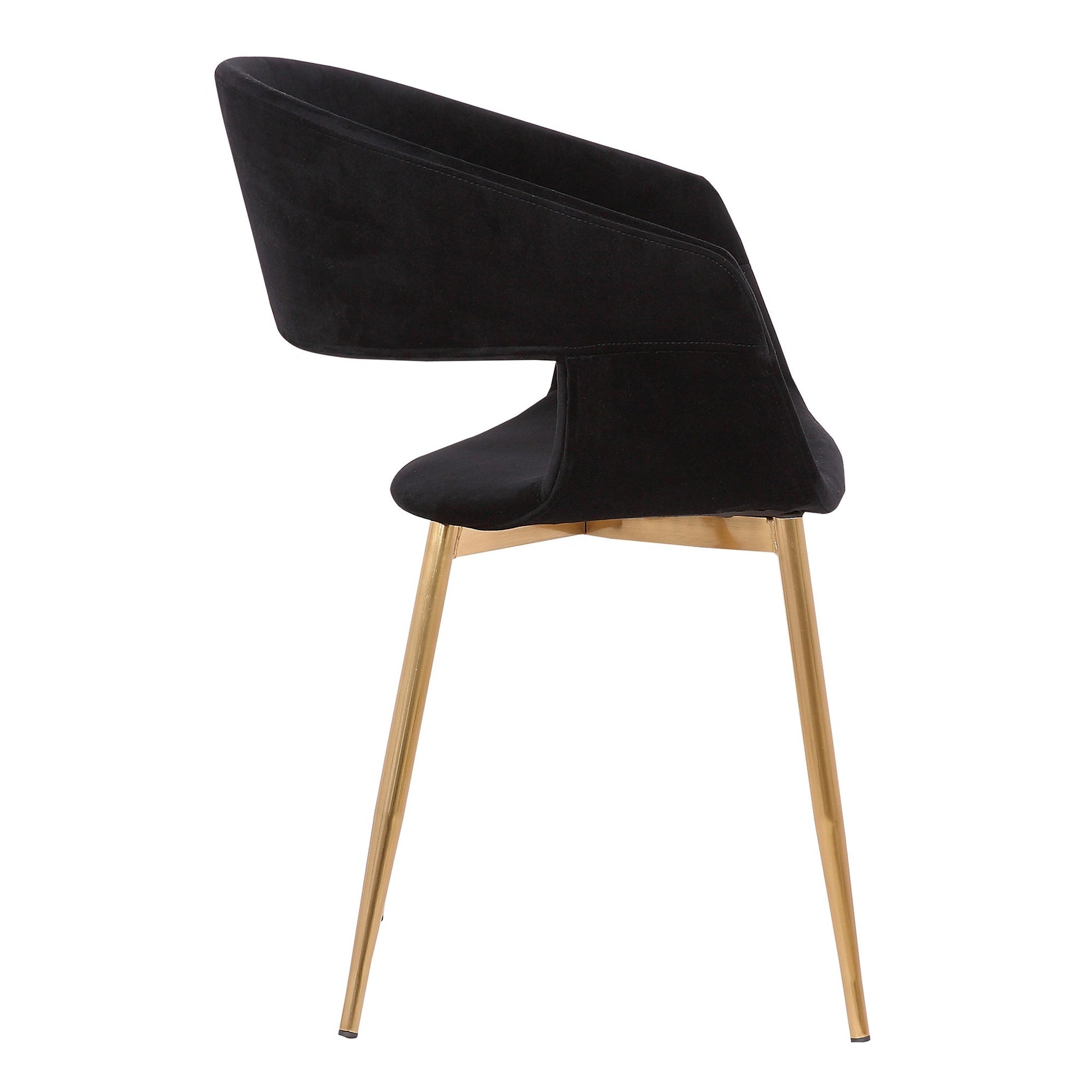 Upholstered Open Back Dining Accent Chair With Metal Angled Legs, Black Black Mdf Steel