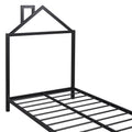 Twin Size Metal Platform Bed With House Shaped Headboard Design, Black Black Metal