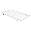 Twin Size Metal Daybed With Curved Handle Design And Twin Size Trundle, White White Metal