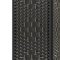 Homcom 3 Panel Room Divider, Folding Privacy Screen, 5.6' Room Separator, Wave Fiber Freestanding Partition Wall Divider, Black Black Bamboo
