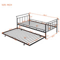 Twin Size Metal Daybed With Curved Handle Design And Twin Size Trundle, Black Black Metal