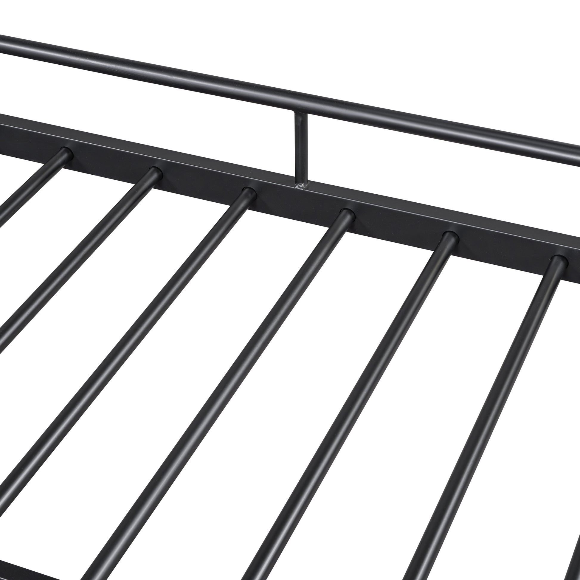 Full Size Metal Daybed With Curved Handle Design And Twin Size Trundle, Black Black Metal