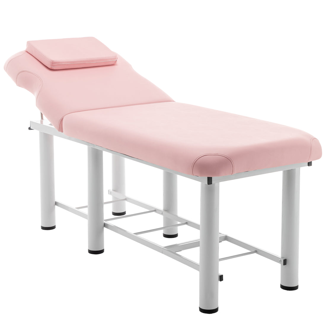 Professioanl Massage Tablebackrest Adjustable, Removable Headrest, Bottom Shelf Storagememory Foam Layer Salon Bed,White Pink Pu