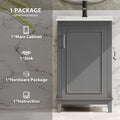 Viedo 20 Inch Modern Small Bathroom Vanity Cabinet With Ceramic Basin 20*15.5*33.3 Inches,Ample Storage,1 Soft Close Door Gray Solid Wood Mdf